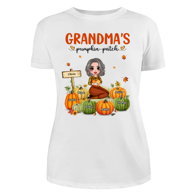 Grandma‘s Pumpkin Patch Doll Woman Personalized Shirt - Image 9