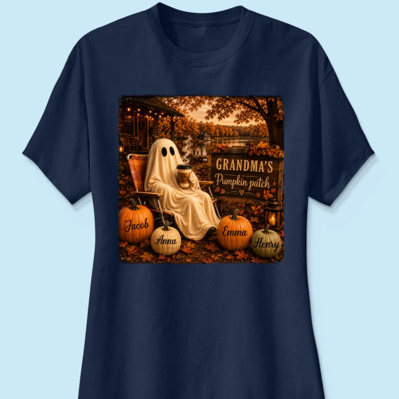 Grandma's Pumpkin Patch Ghost Fall Vibe - Personalized Shirt - Cozy Fall Gift for Grandma - Image 13