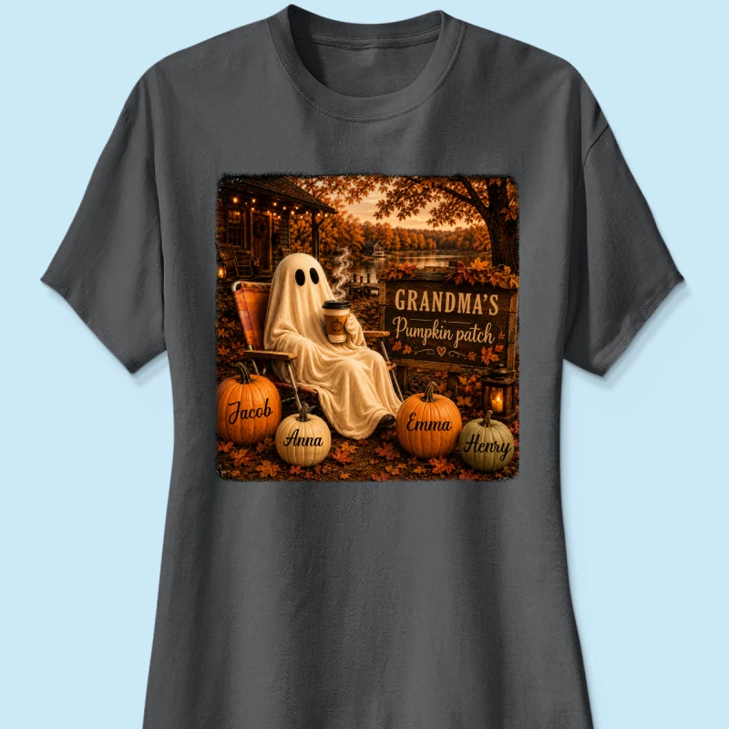 Grandma's Pumpkin Patch Ghost Fall Vibe - Personalized Shirt - Cozy Fall Gift for Grandma - Image 14