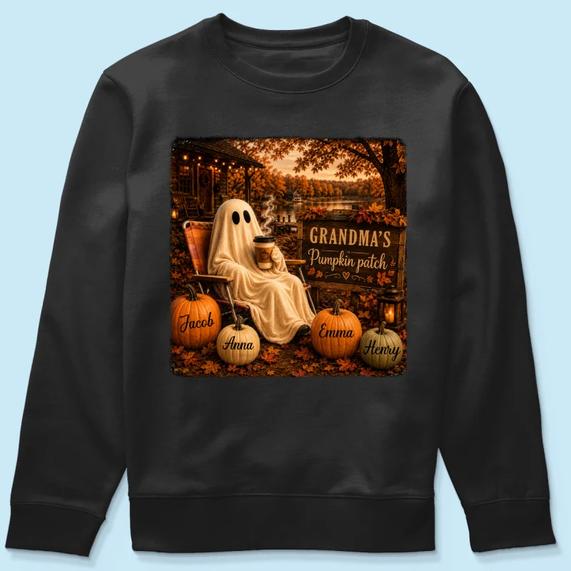 Grandma's Pumpkin Patch Ghost Fall Vibe - Personalized Shirt - Cozy Fall Gift for Grandma - Image 16