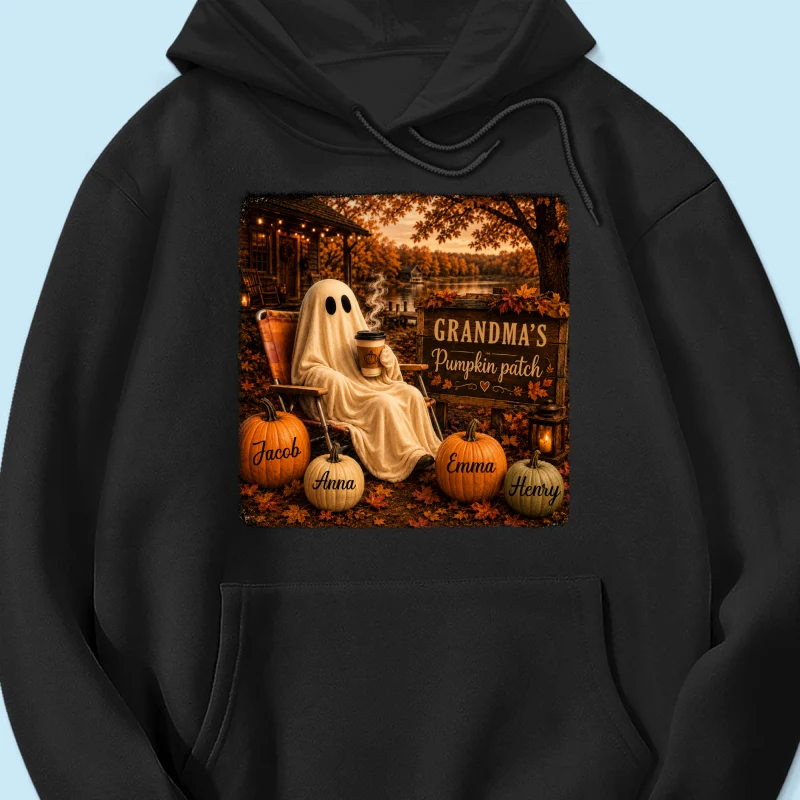 Grandma's Pumpkin Patch Ghost Fall Vibe - Personalized Shirt - Cozy Fall Gift for Grandma - Image 20