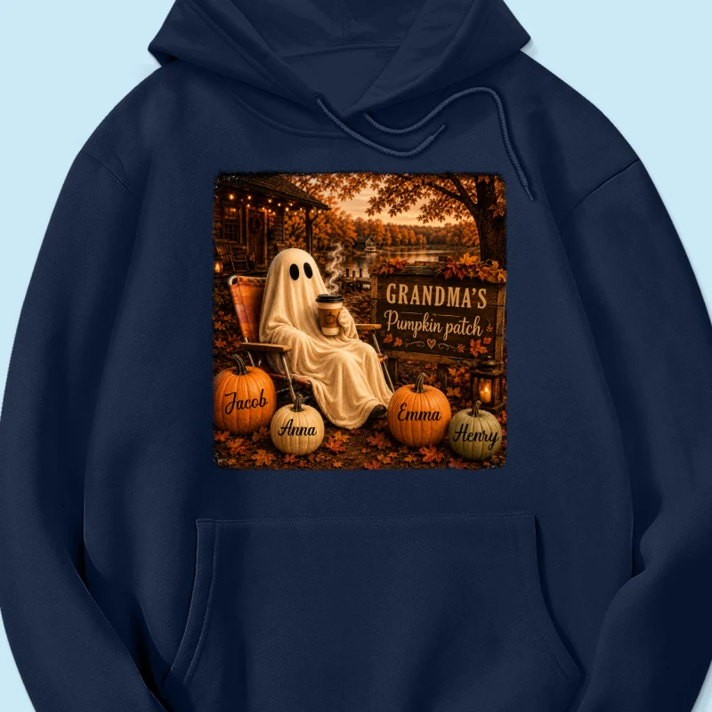 Grandma's Pumpkin Patch Ghost Fall Vibe - Personalized Shirt - Cozy Fall Gift for Grandma - Image 21