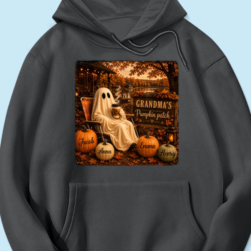 Grandma's Pumpkin Patch Ghost Fall Vibe - Personalized Shirt - Cozy Fall Gift for Grandma - Image 22