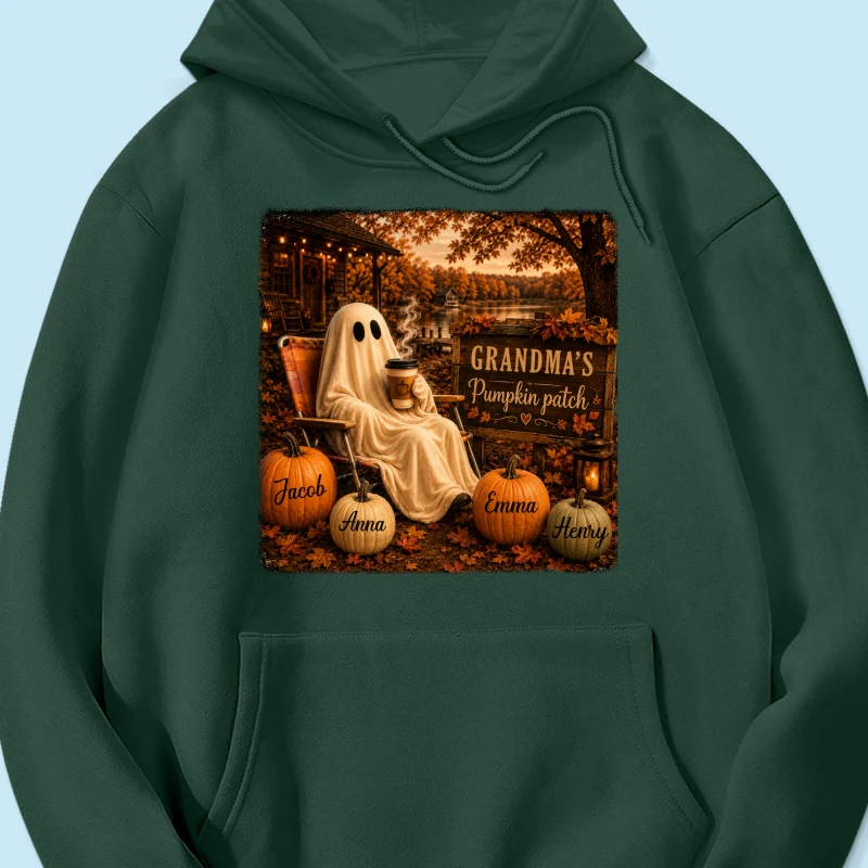 Grandma's Pumpkin Patch Ghost Fall Vibe - Personalized Shirt - Cozy Fall Gift for Grandma - Image 23