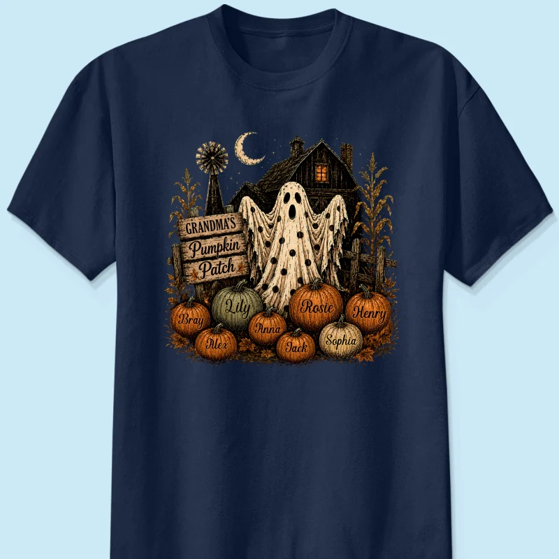 Grandma's Pumpkin Patch Haunted House - Personalized Shirt - Cozy Fall Halloween Tee for Grandma - Image 10