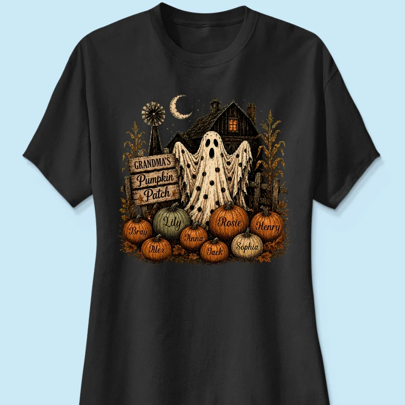 Grandma's Pumpkin Patch Haunted House - Personalized Shirt - Cozy Fall Halloween Tee for Grandma - Image 14