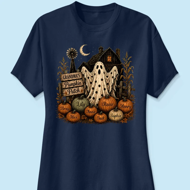 Grandma's Pumpkin Patch Haunted House - Personalized Shirt - Cozy Fall Halloween Tee for Grandma - Image 15