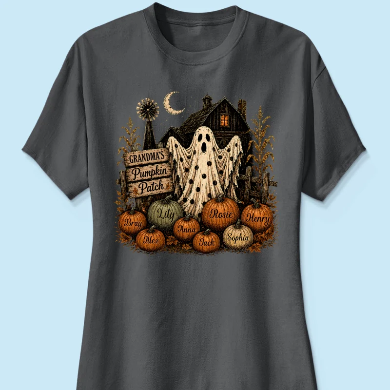 Grandma's Pumpkin Patch Haunted House - Personalized Shirt - Cozy Fall Halloween Tee for Grandma - Image 16