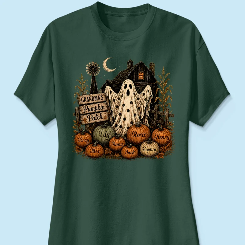 Grandma's Pumpkin Patch Haunted House - Personalized Shirt - Cozy Fall Halloween Tee for Grandma - Image 17