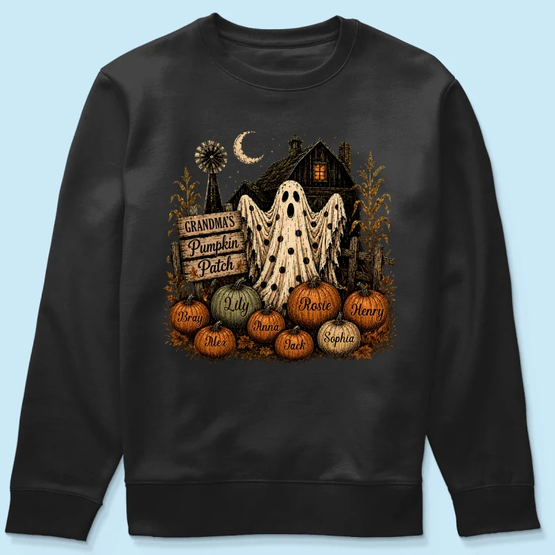 Grandma's Pumpkin Patch Haunted House - Personalized Shirt - Cozy Fall Halloween Tee for Grandma - Image 18
