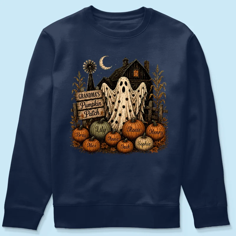 Grandma's Pumpkin Patch Haunted House - Personalized Shirt - Cozy Fall Halloween Tee for Grandma - Image 19