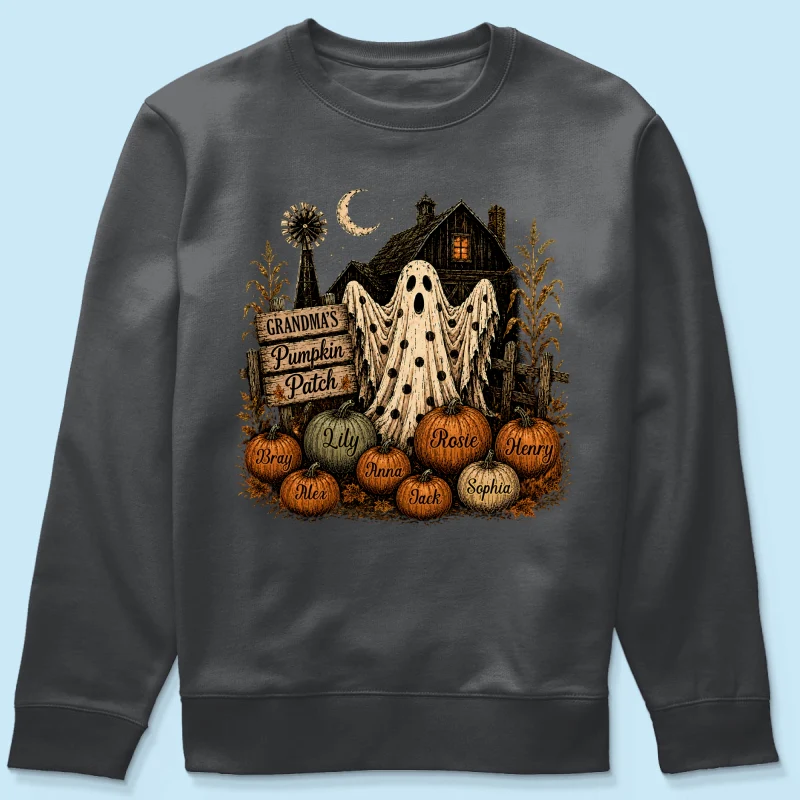 Grandma's Pumpkin Patch Haunted House - Personalized Shirt - Cozy Fall Halloween Tee for Grandma - Image 20
