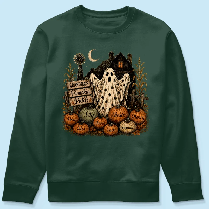 Grandma's Pumpkin Patch Haunted House - Personalized Shirt - Cozy Fall Halloween Tee for Grandma - Image 21