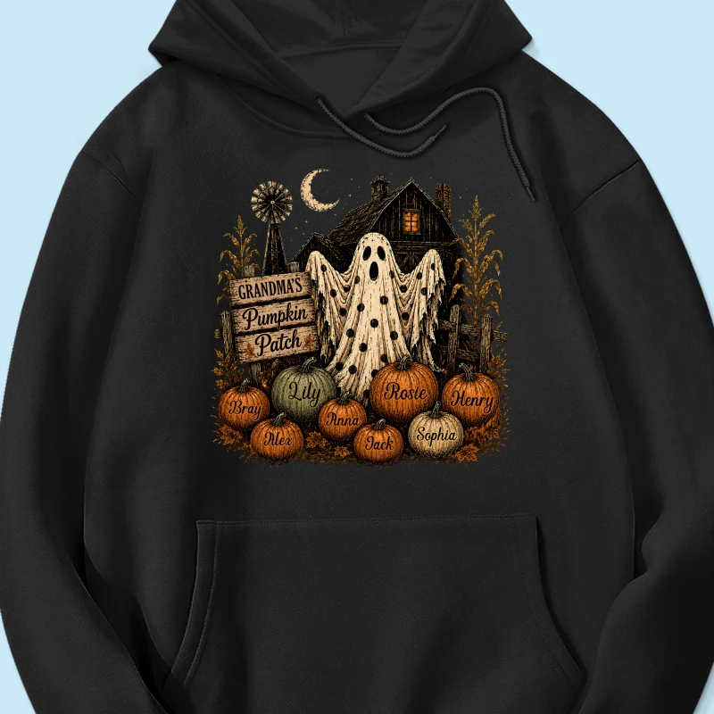Grandma's Pumpkin Patch Haunted House - Personalized Shirt - Cozy Fall Halloween Tee for Grandma - Image 22