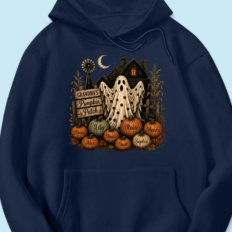 Grandma's Pumpkin Patch Haunted House - Personalized Shirt - Cozy Fall Halloween Tee for Grandma - Image 23