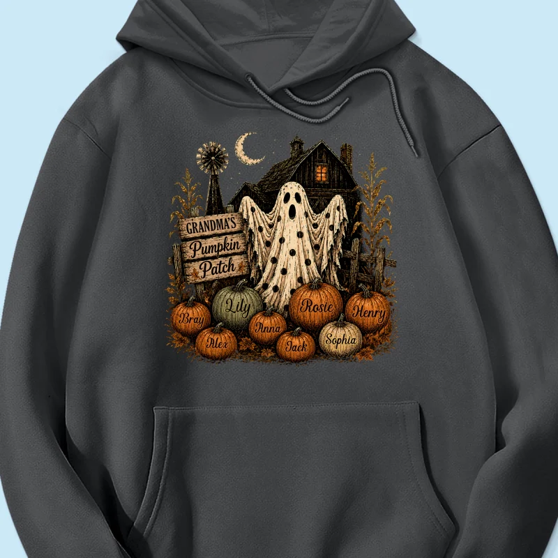 Grandma's Pumpkin Patch Haunted House - Personalized Shirt - Cozy Fall Halloween Tee for Grandma - Image 24