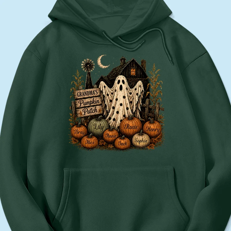 Grandma's Pumpkin Patch Haunted House - Personalized Shirt - Cozy Fall Halloween Tee for Grandma - Image 25