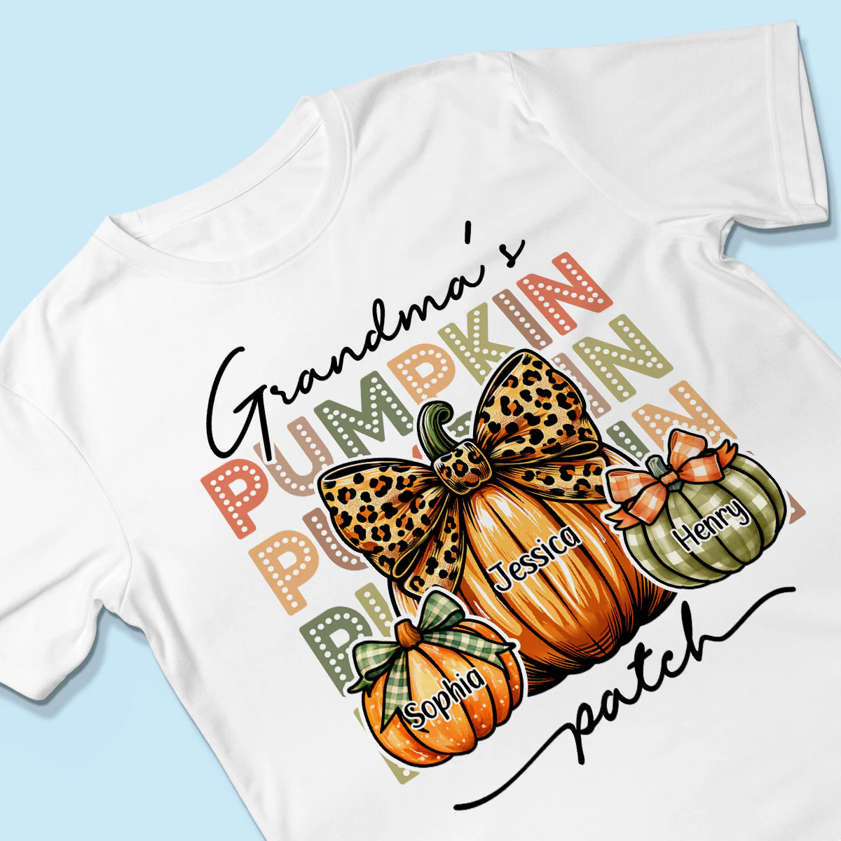 Grandma's Pumpkin Patch Retro Style Personalized Shirt - Image 3