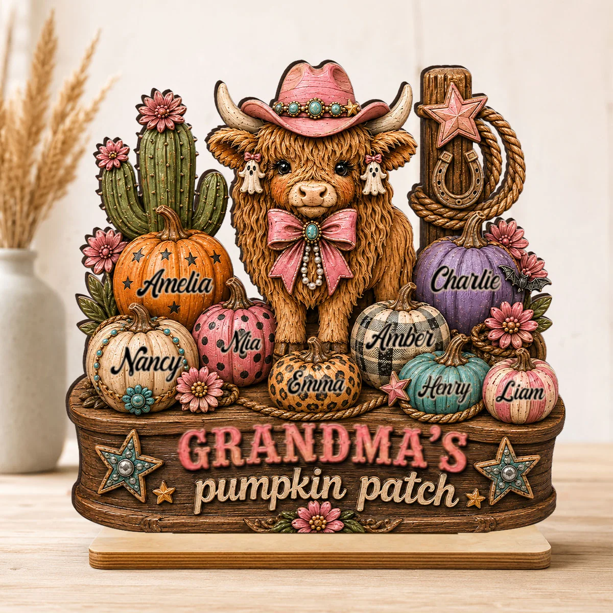 Grandma's Pumpkin Patch Western Vibe - Personalized 2-Layered Wooden Plaque - Cozy Fall Decor for Grandma - Image 10