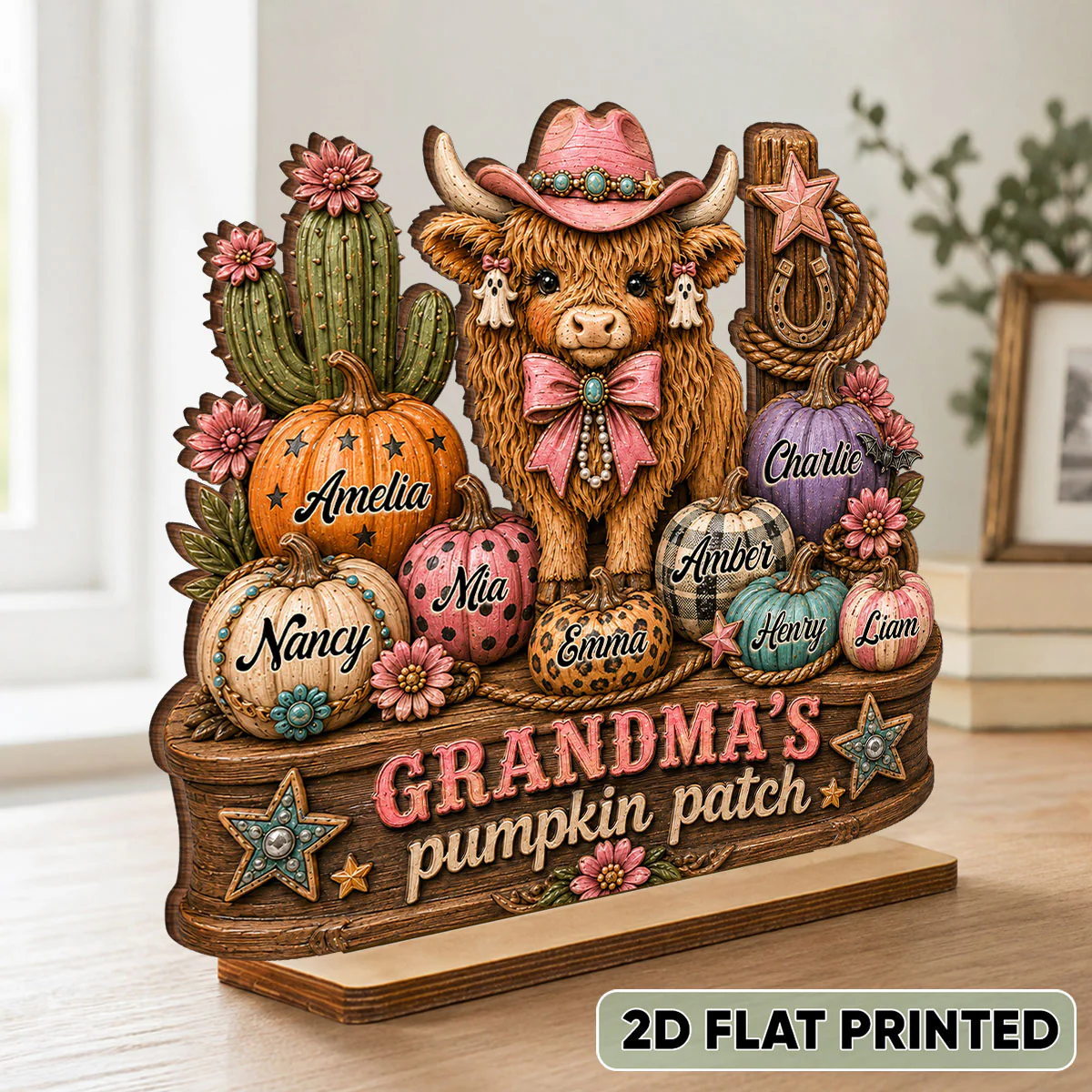 Grandma's Pumpkin Patch Western Vibe - Personalized 2-Layered Wooden Plaque - Cozy Fall Decor for Grandma - Image 2