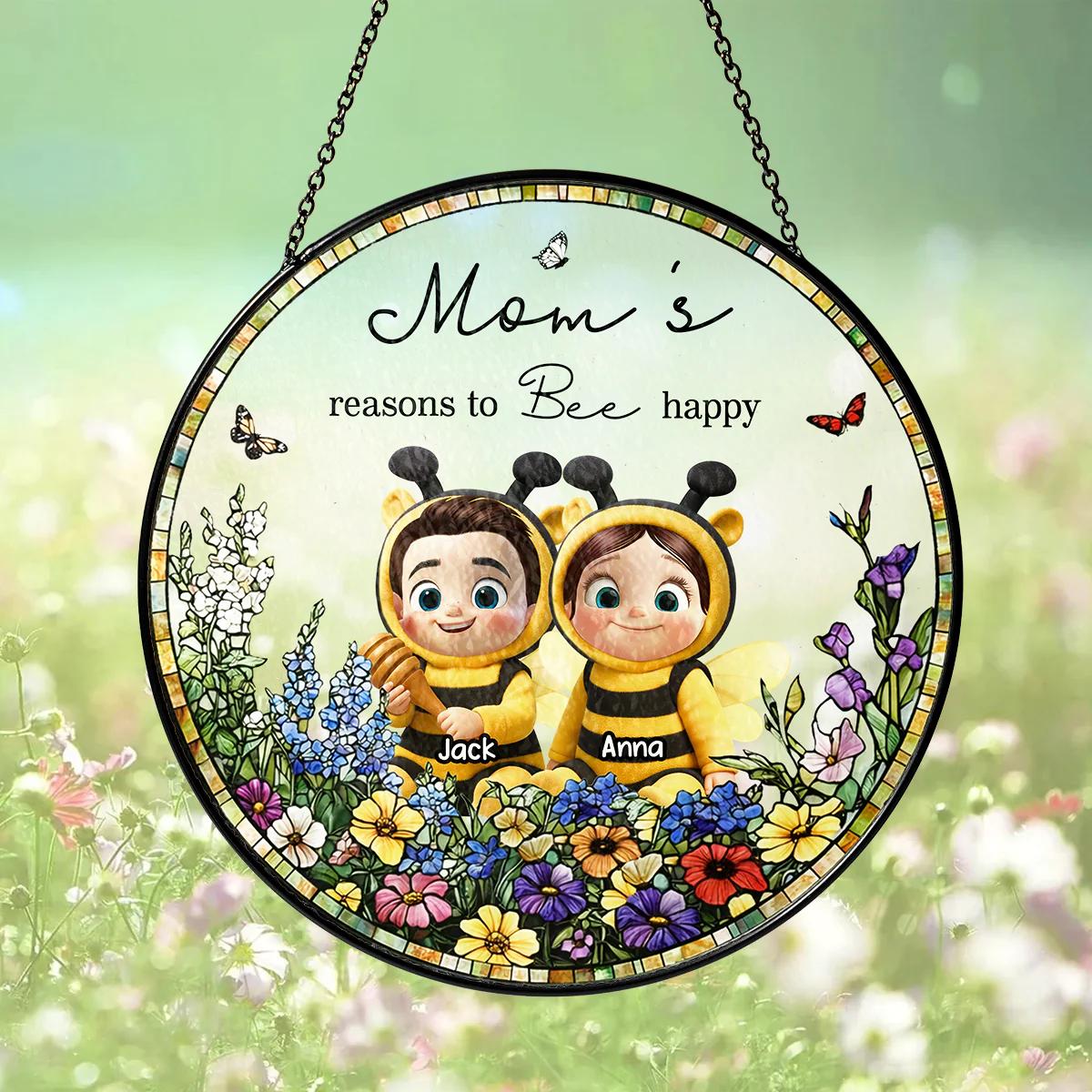 Grandma's Reasons to Bee Happy - Personalized Suncatcher - Mother's Day Gift for Grandma, Mom, Wife - Image 2