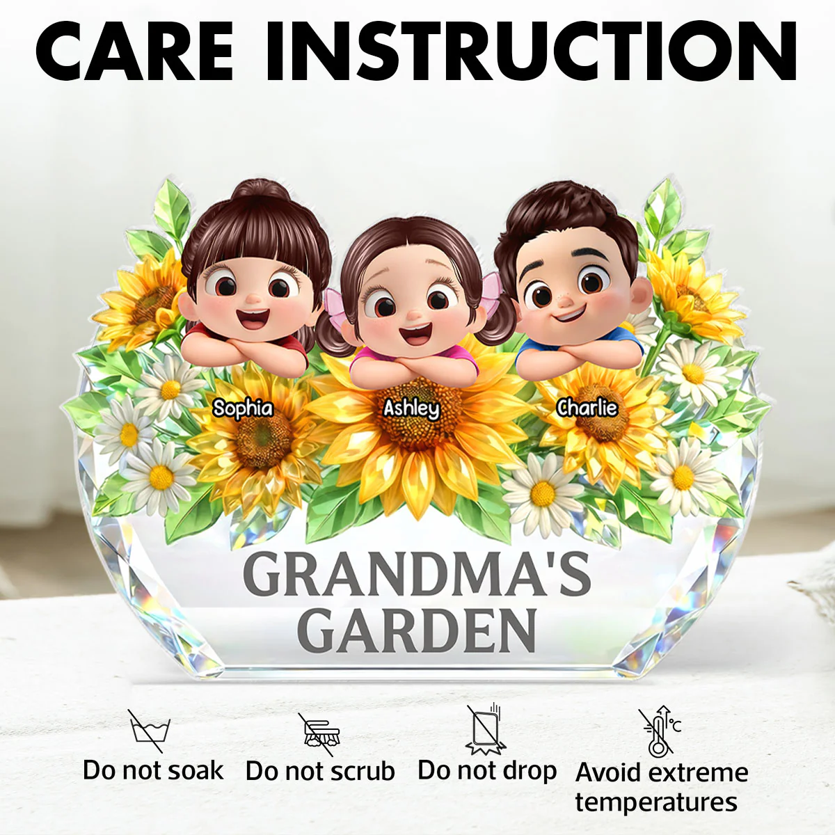 Grandma's Sunflower Garden - Personalized Acrylic Block Plaque - Mother's Day Gift for Grandma, Mom, Wife - Image 8
