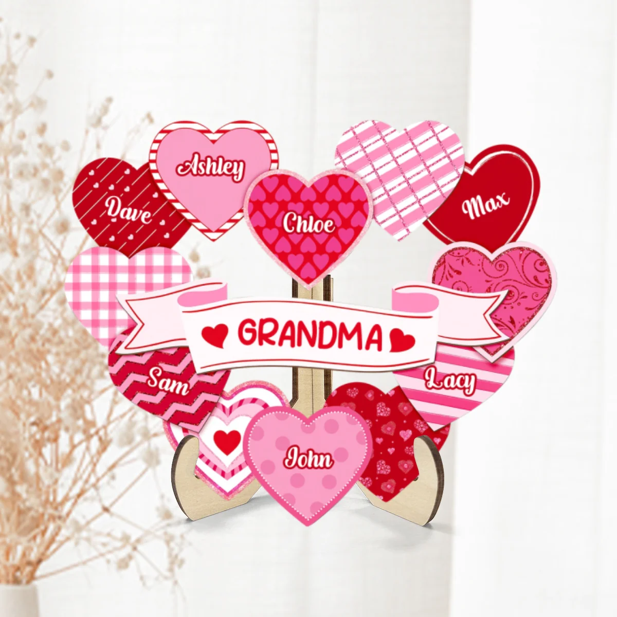 Grandma's Sweethearts Coquette Valentine's Day - Personalized 2-Layer Wooden Plaque - Home Decor Gift For Grandma - Image 10