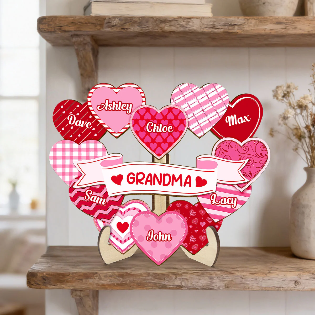 Grandma's Sweethearts Coquette Valentine's Day - Personalized 2-Layer Wooden Plaque - Home Decor Gift For Grandma - Image 5