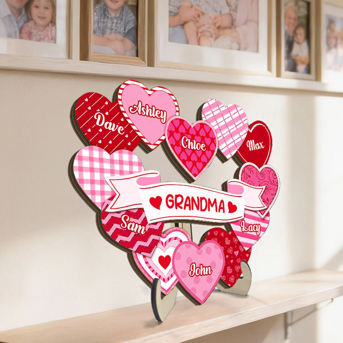 Grandma's Sweethearts Coquette Valentine's Day - Personalized 2-Layer Wooden Plaque - Home Decor Gift For Grandma - Image 7
