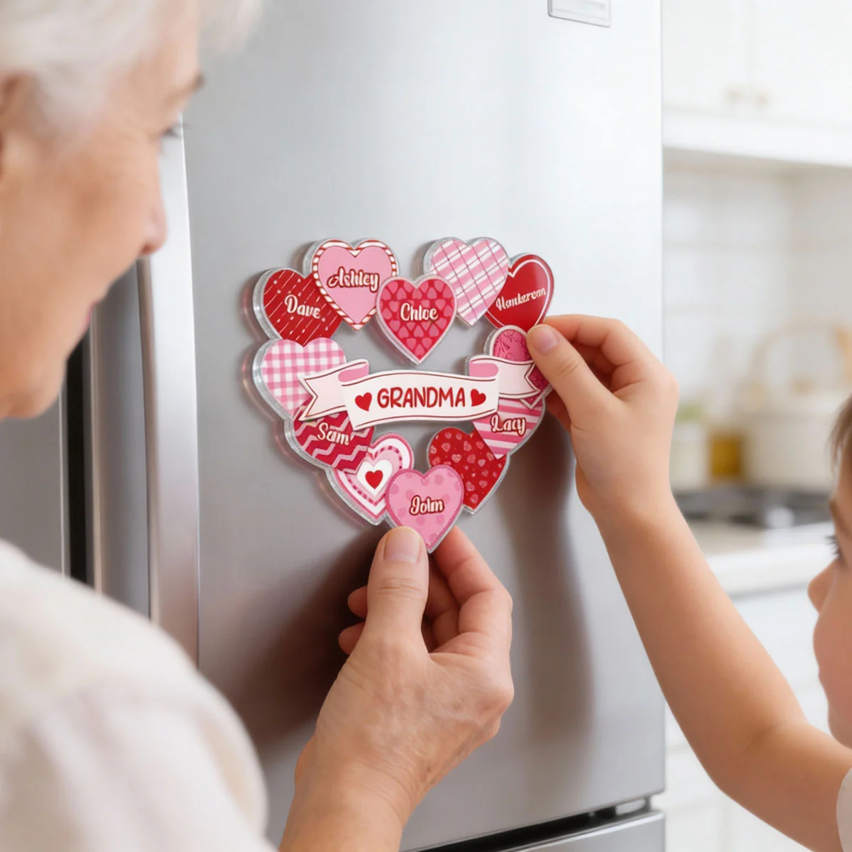 Grandma's Sweethearts Coquette Valentine's Day - Personalized Acrylic Fridge Magnet - Image 11