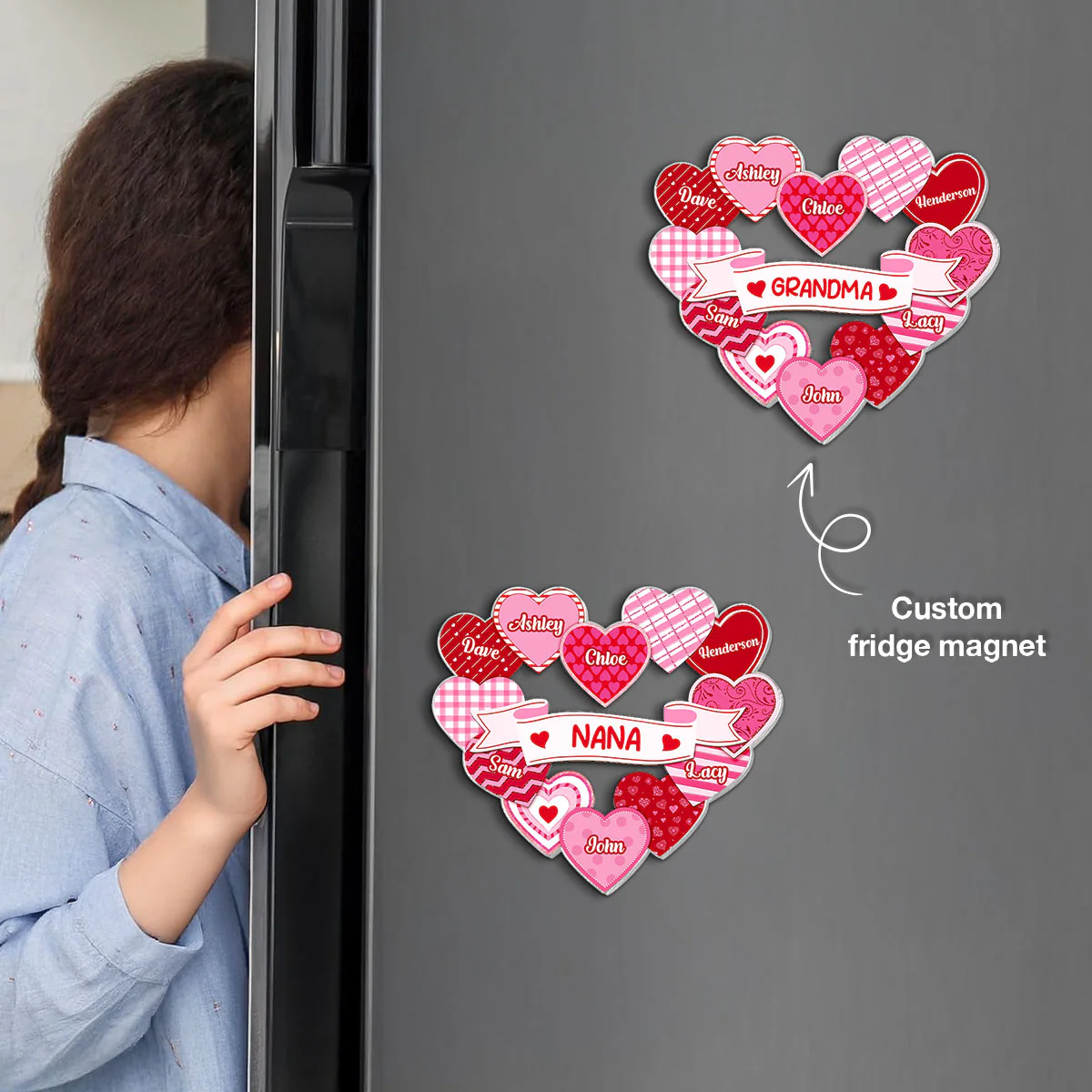 Grandma's Sweethearts Coquette Valentine's Day - Personalized Acrylic Fridge Magnet - Image 3