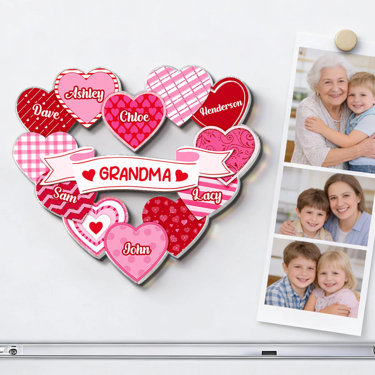 Grandma's Sweethearts Coquette Valentine's Day - Personalized Acrylic Fridge Magnet - Image 5