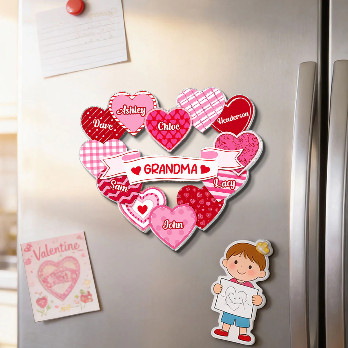 Grandma's Sweethearts Coquette Valentine's Day - Personalized Acrylic Fridge Magnet - Image 6