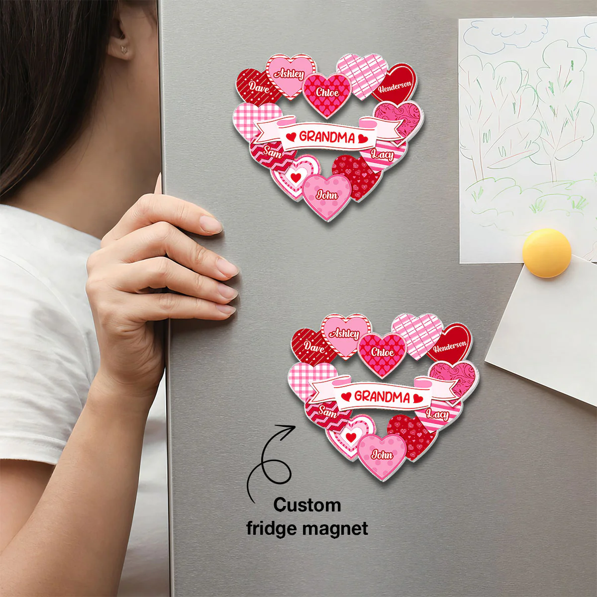 Grandma's Sweethearts Coquette Valentine's Day - Personalized Acrylic Fridge Magnet - Image 9