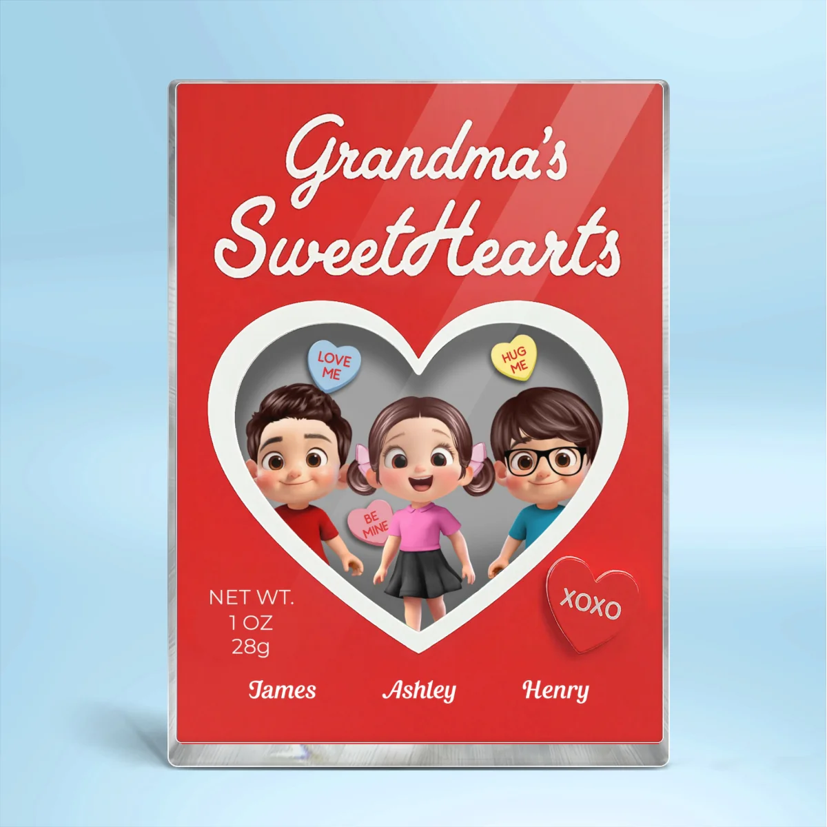 Grandma's Sweethearts Grandkids Red Toy Box Style 2D Flat - Personalized Acrylic Block Plaque - Image 11