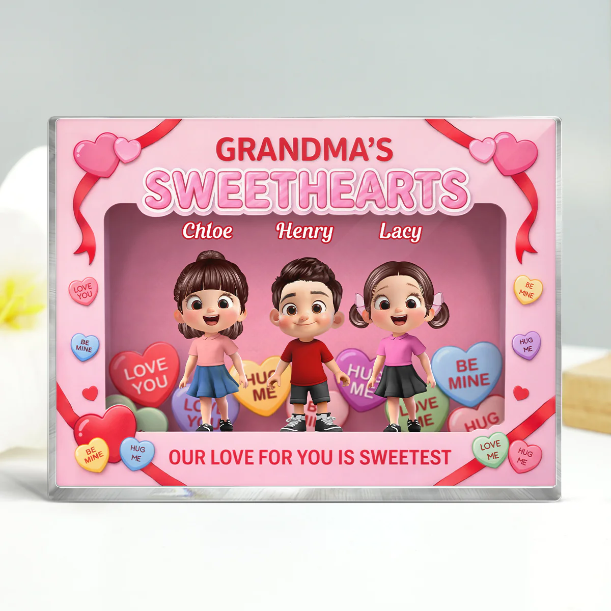 Grandma's Sweethearts Grandkids Toy Box Style 2D Flat - Personalized Acrylic Block Plaque - Image 2