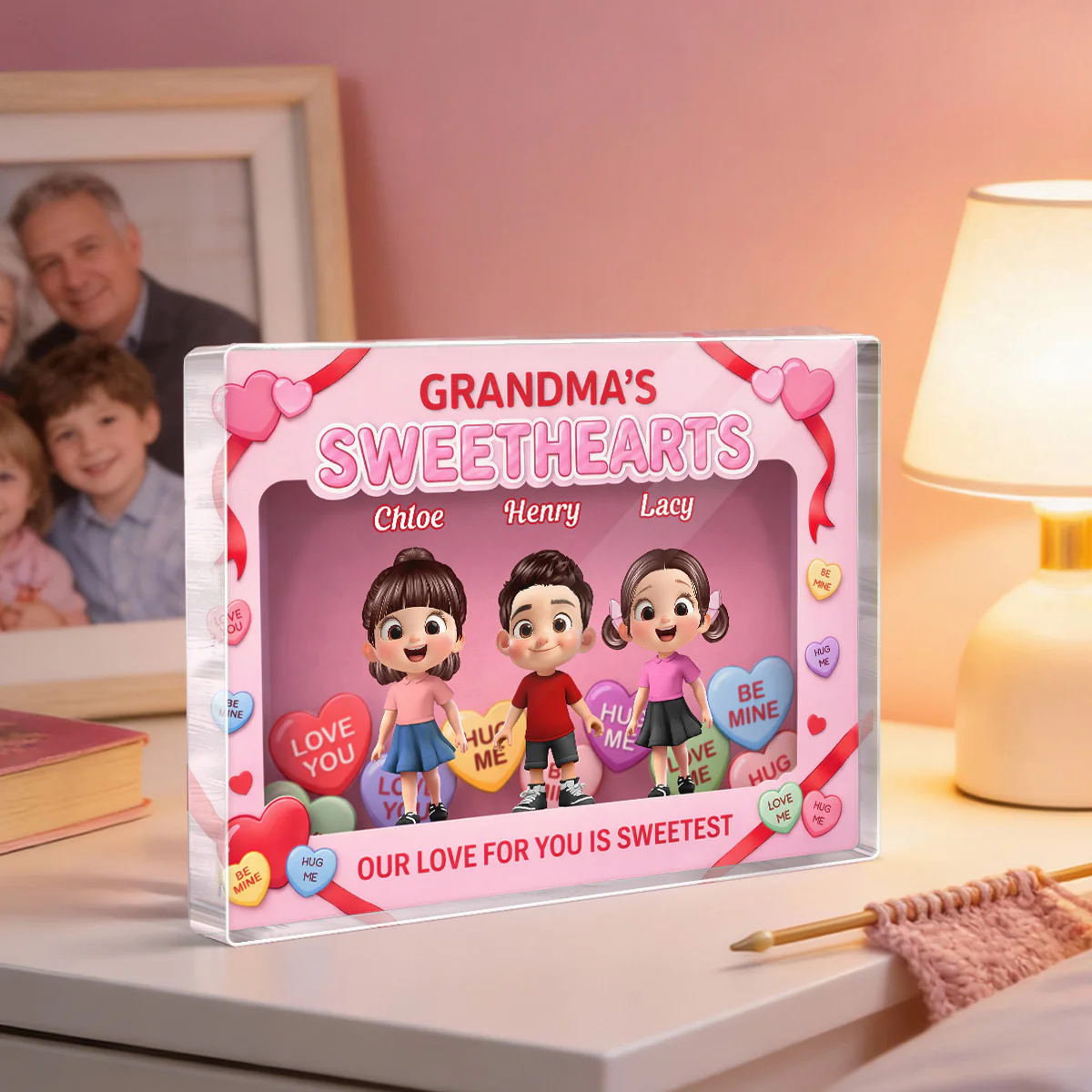 Grandma's Sweethearts Grandkids Toy Box Style 2D Flat - Personalized Acrylic Block Plaque - Image 3