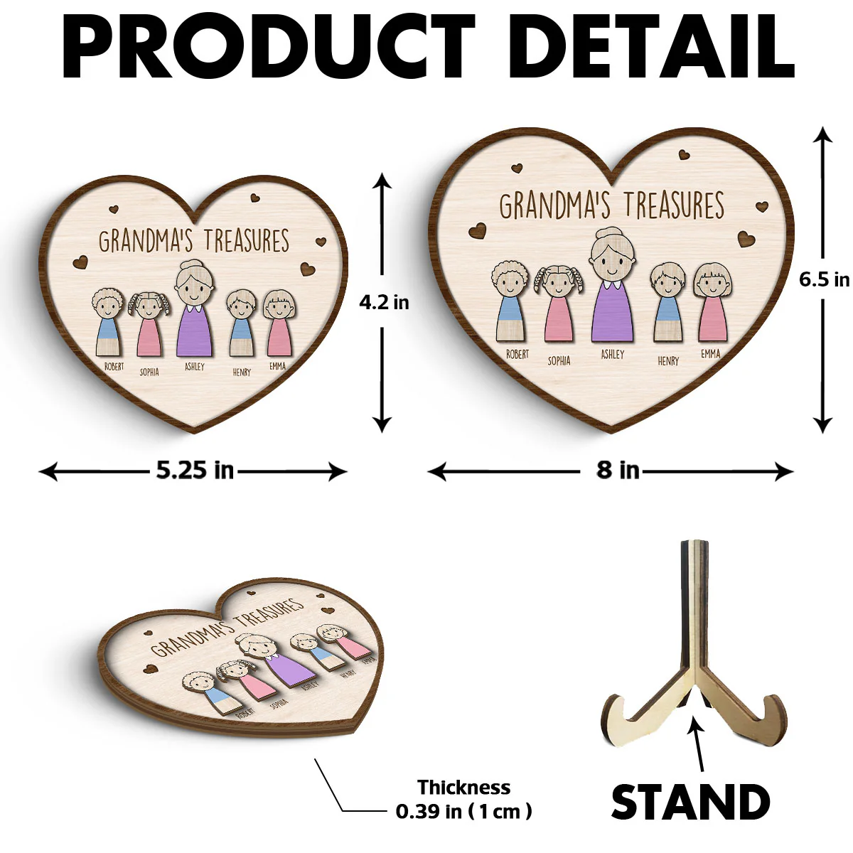 Grandma‘s Treasures Simple Cartoon Home Decor Gift For Grandma Mom Personalized 2-Layer Wooden Plaque - Image 6