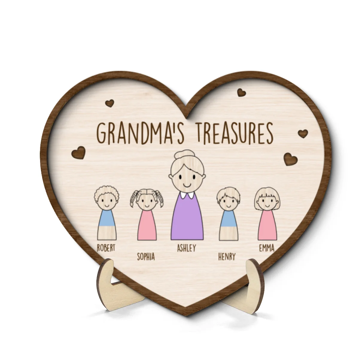 Grandma‘s Treasures Simple Cartoon Home Decor Gift For Grandma Mom Personalized 2-Layer Wooden Plaque - Image 8