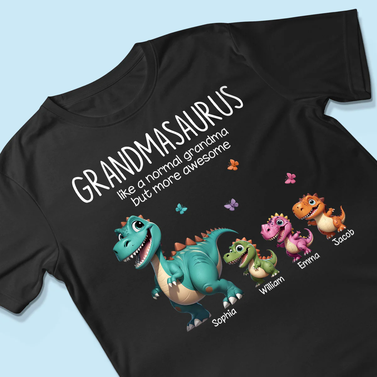 Grandmasaurus And Kids 3D Effect Dinosaurs Personalized Dark Color Shirt, Gift For Grandma - Image 3