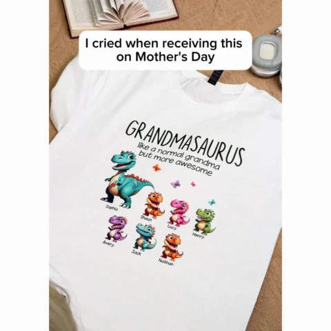 Grandmasaurus And Kids 3D Effect Dinosaurs Personalized Shirt | A Heartfelt Gift for Grandma's Birthday, Mother’s Day, or Just Because - Image 2