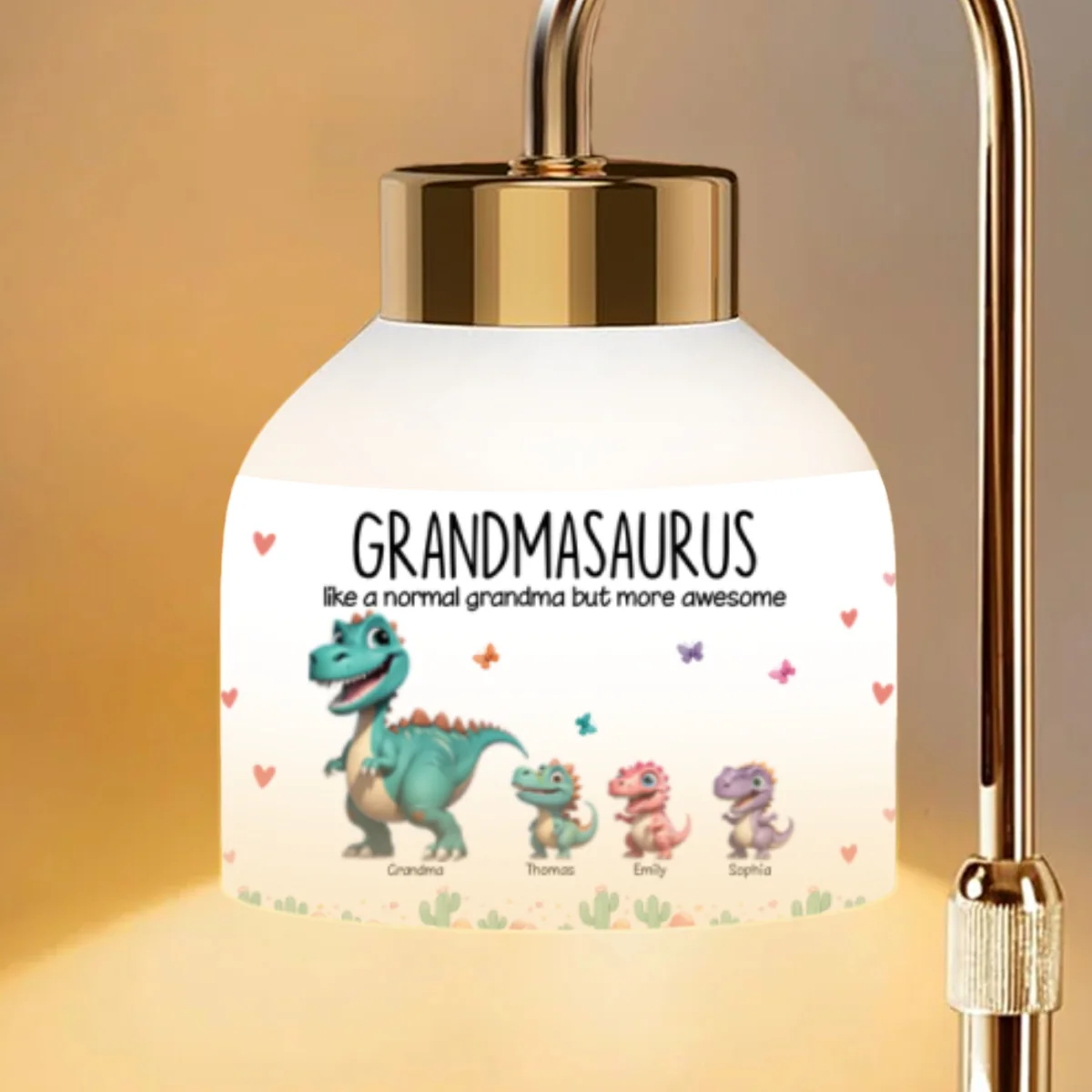 Grandmasaurus And Kids Cartoon Dinosaurs - Personalized Candle Warmer Lamp - Mother's Day Gift For Grandma - Image 11