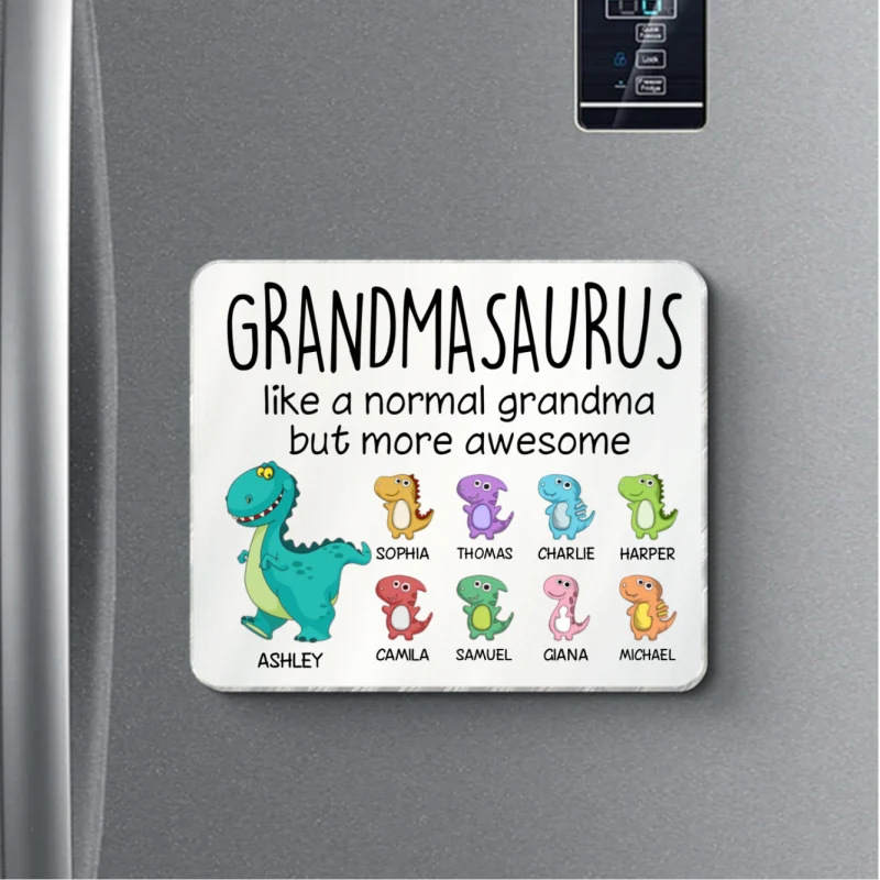 Grandmasaurus And Kids Cute Dinosaur Personalized Acrylic Fridge Magnet - Image 9