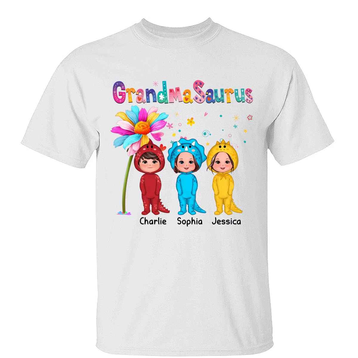 Grandmasaurus Doll Kids Dinosaur Costume Gift For Grandma Personalized Shirt