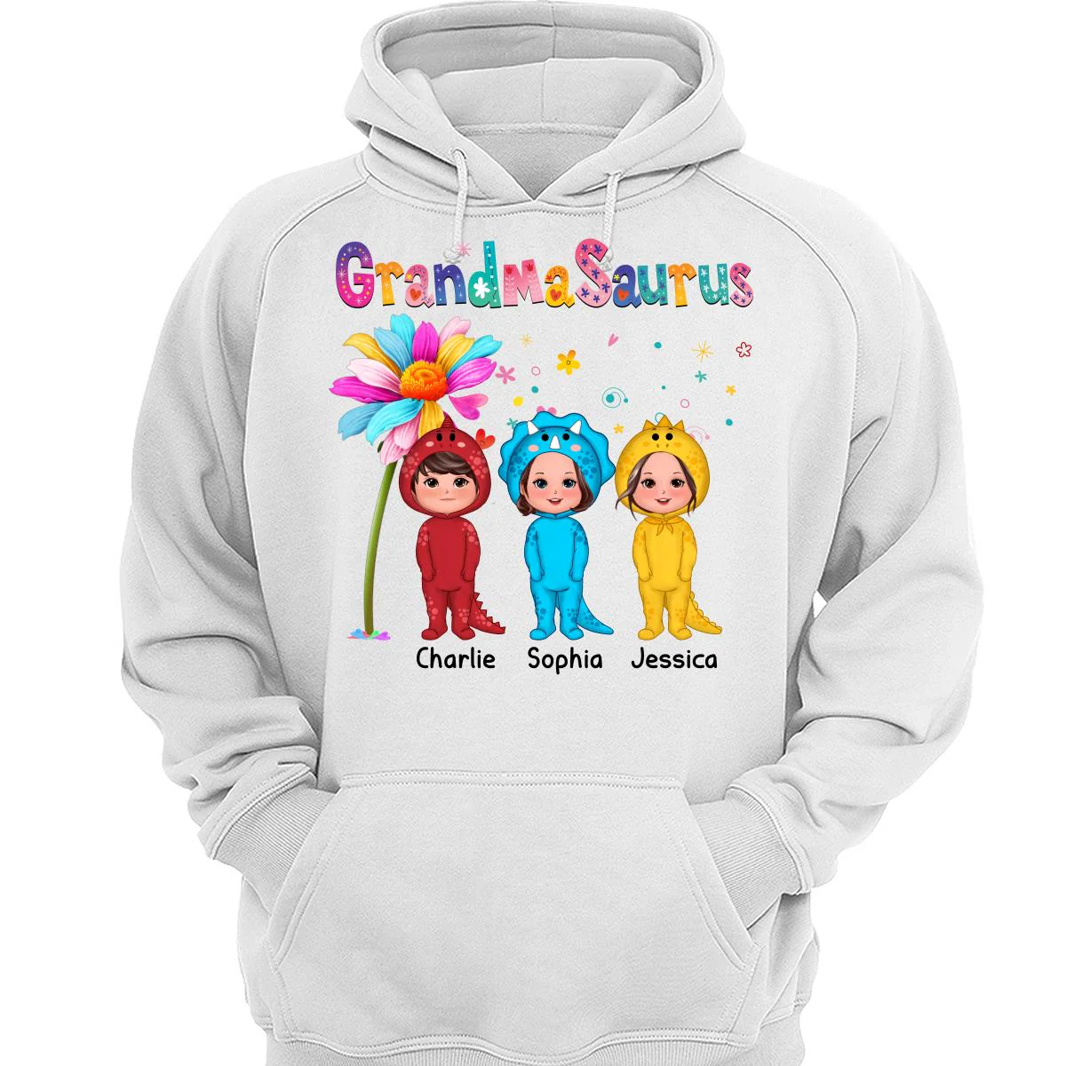 Grandmasaurus Doll Kids Dinosaur Costume Gift For Grandma Personalized Shirt - Image 3