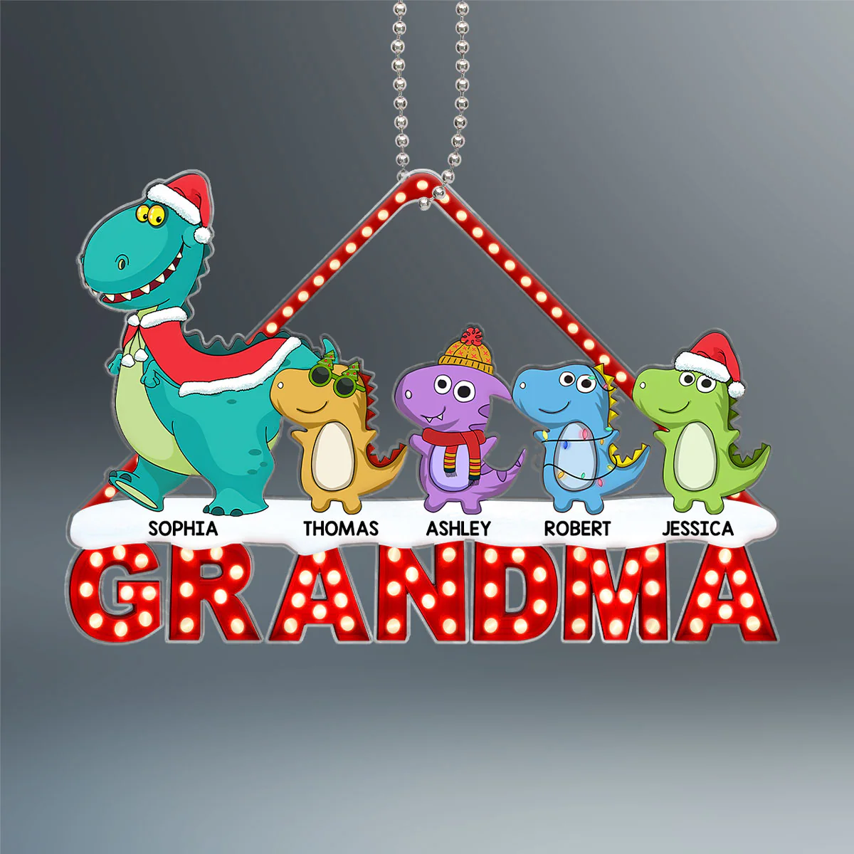 Grandmasaurus Grandma And Grandkids Personalized Acrylic Ornament - Image 2
