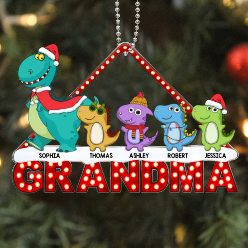 Grandmasaurus Grandma And Grandkids Personalized Acrylic Ornament - Image 5