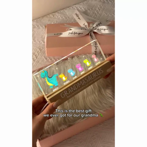 Grandmasaurus Like Normal Grandma But More Awesome Personalized Acrylic Block LED Night Light - Image 2