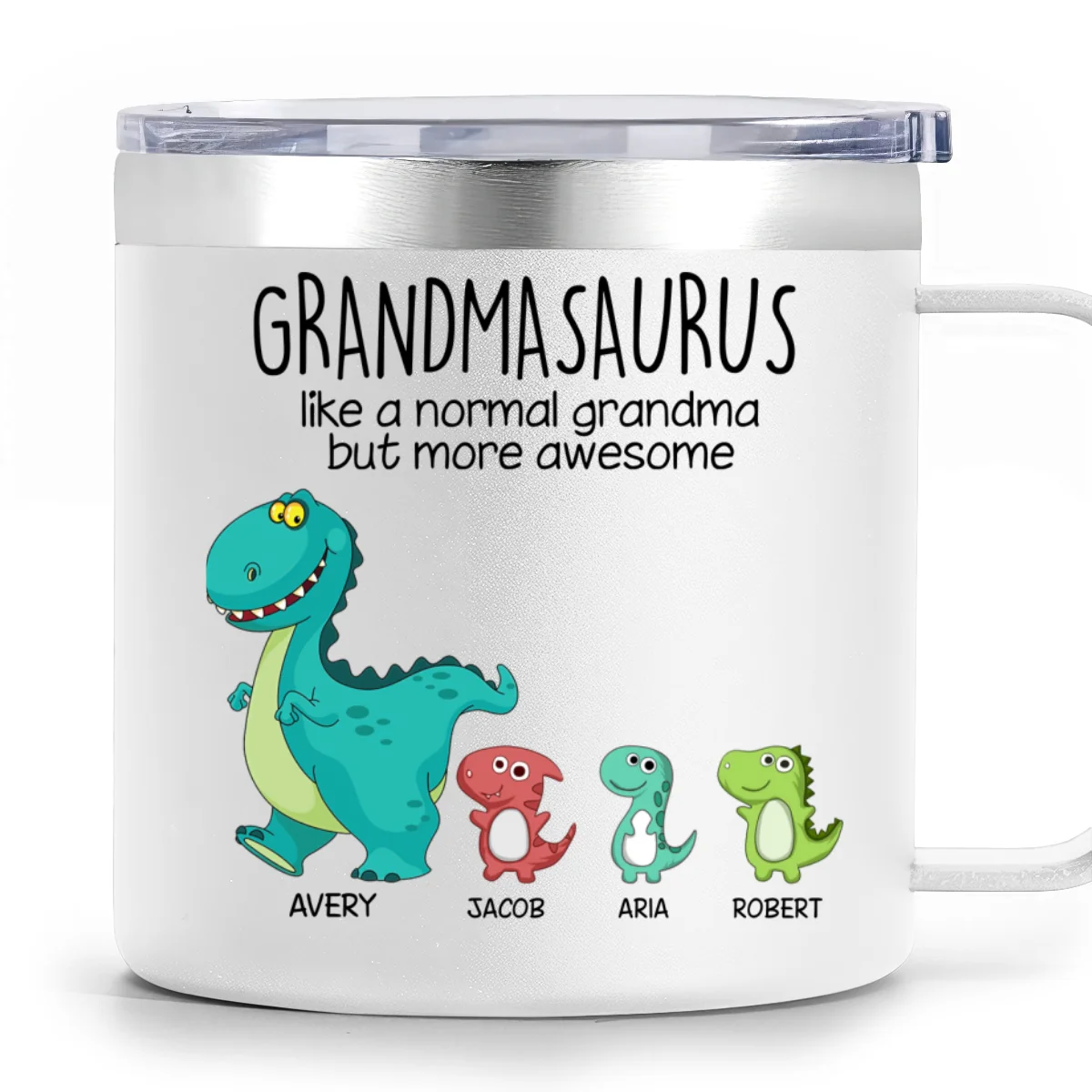Grandmasaurus Like Normal Grandma But More Awesome Personalized Stainless Steel Tumbler With Handle - Image 8