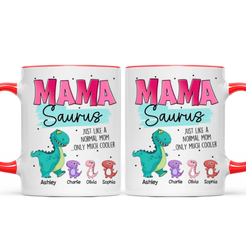 Grandmasaurus Mamasaurus Cute Dinosaurs Mother‘s Day Gift For Mom Grandma Personalized Mug - Image 11